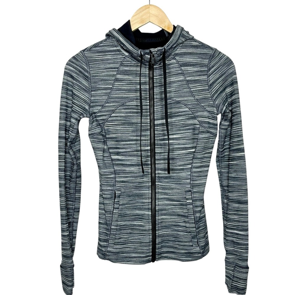 Lululemon Hooded Define Jacket Heathered Black Gray Womens Size 6 Full Zip Nulu